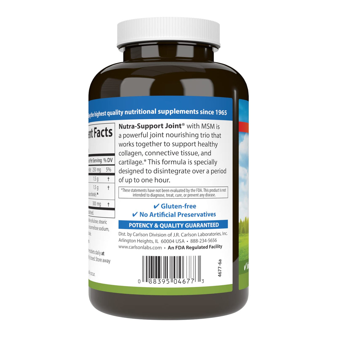 Carlson - Nutra-Support, Glucosamine Chondroitin & MSM, Joint Function, Cartilage Support & Optimal Wellness, 120 tablets