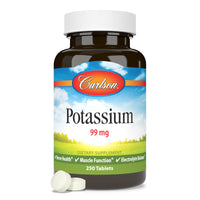 Thumbnail for Carlson - Potassium, 99 mg, Promotes Nerve Health & Muscle Function, 250 Tablets