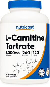 Thumbnail for Nutricost L-Carnitine Tartrate 1,000mg, 240 Capsules - 500mg Per Capsule, 120 Servings