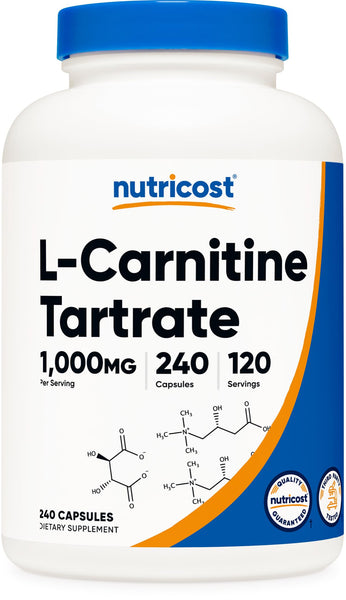 Nutricost L-Carnitine Tartrate 1,000mg, 240 Capsules - 500mg Per Capsule, 120 Servings