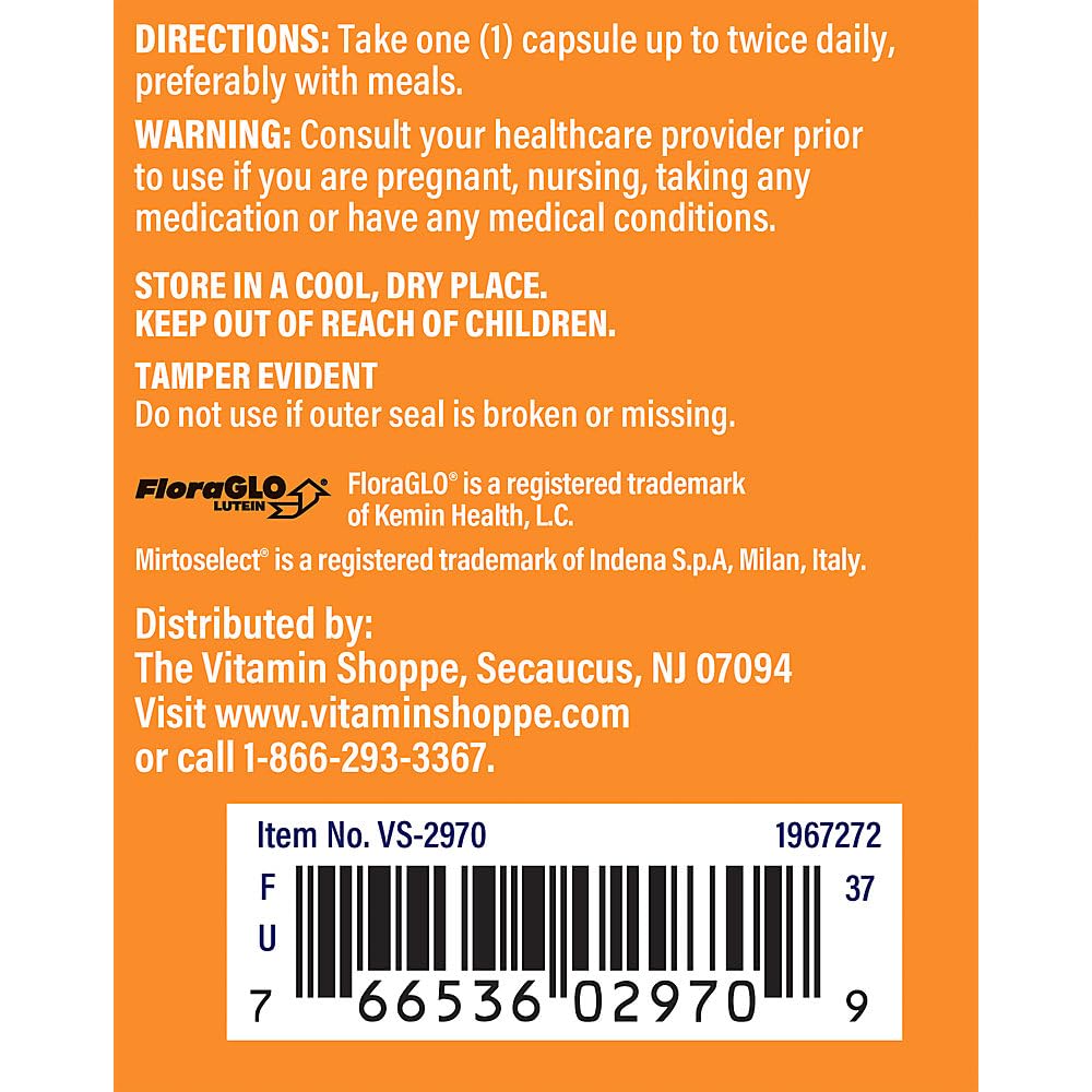 The Vitamin Shoppe Lutein - Eye Health, Vision Support & Blue Light Protection, Carotenoid Antioxidant (120 Capsules)