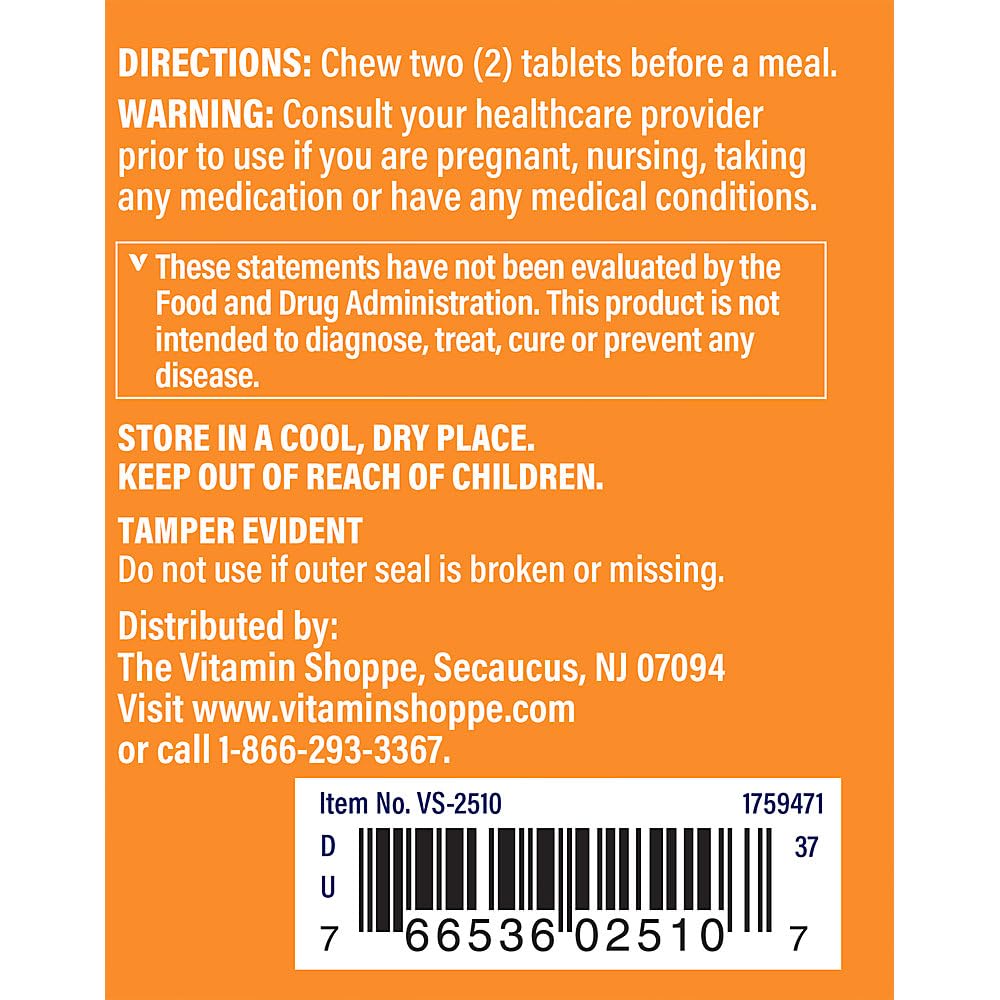 The Vitamin Shoppe DGL (Deglycyrrhizinated Licorice) 760MG, Stomach Soothing Herbal Supplement (100 Chewable Tablets)