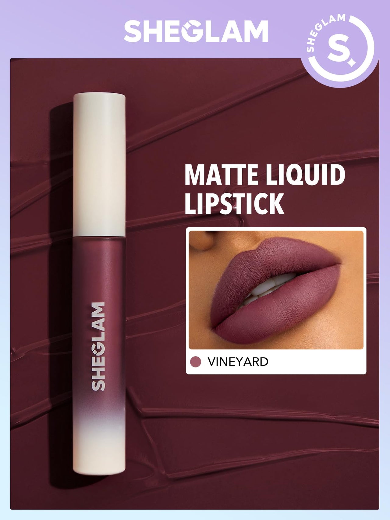 SHEGLAM Matte Allure Liquid Lipstick Long Lasting High Pigment Lipstick Nourishing Sunflower Oil Reduce Lip Care-Vineyard