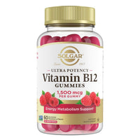 Thumbnail for Solgar Methyl B12 Gummies for Adults 1,500mcg Ultra Potency Vitamin for Energy & Metabolism Support, Raspberry Flavor, Vegan & Gluten-Free Gummy for Women & Men, 2 Month Supply, 60 Servings, 2g Sugar