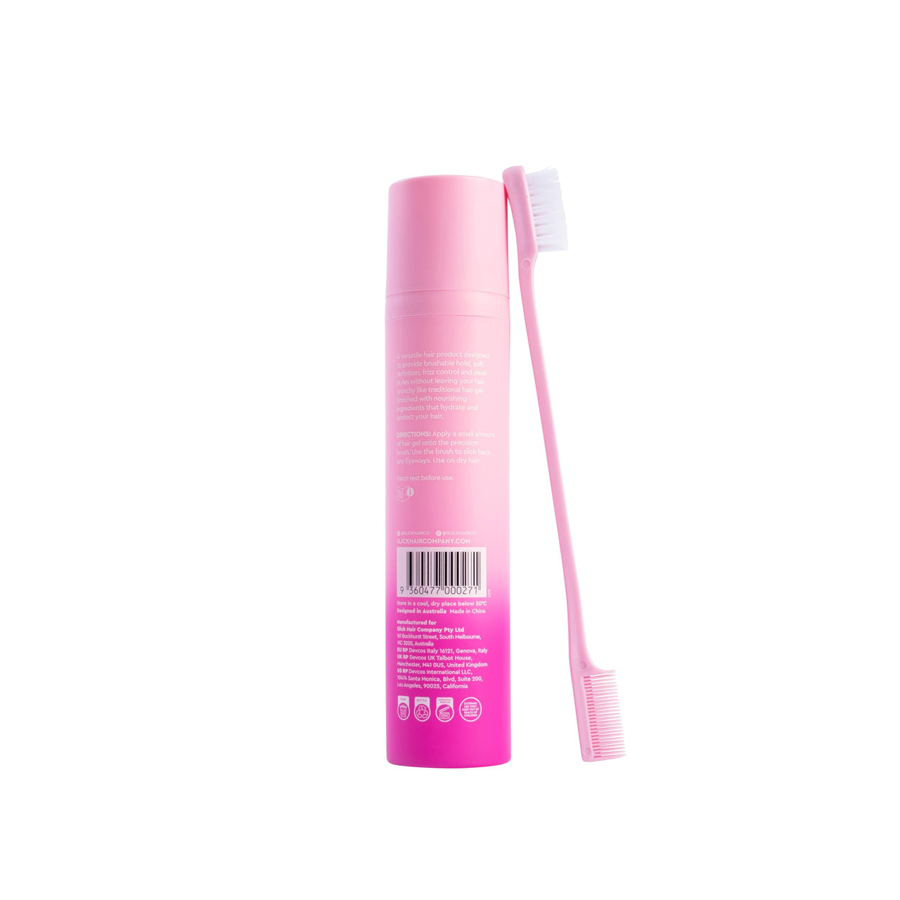 SlickHair Anti-Flyaway Gel Duo, Gel Duo with precision brush for Flyaways, Anti-Flyaway Gel Duo for Women and Children, Refreshes and Nourishes Hair, Strong Hold, Non Flakey and Non Greasy - 100ml