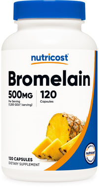 Thumbnail for Nutricost Bromelain 500mg, 120 Vegetarian Capsules - Bromelain (1200 GDU), Non-GMO, Gluten Free