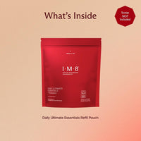 Thumbnail for IM8 Daily Ultimate Essentials All-in-One Multivitamin Supplement Powder Bag, 92 Nutrient Rich Ingredients CoQ10, Probiotics, Vitamins, Greens, Gluten Free, Vegan, Acai Mixed Berry, 12.5oz, 30 Servings