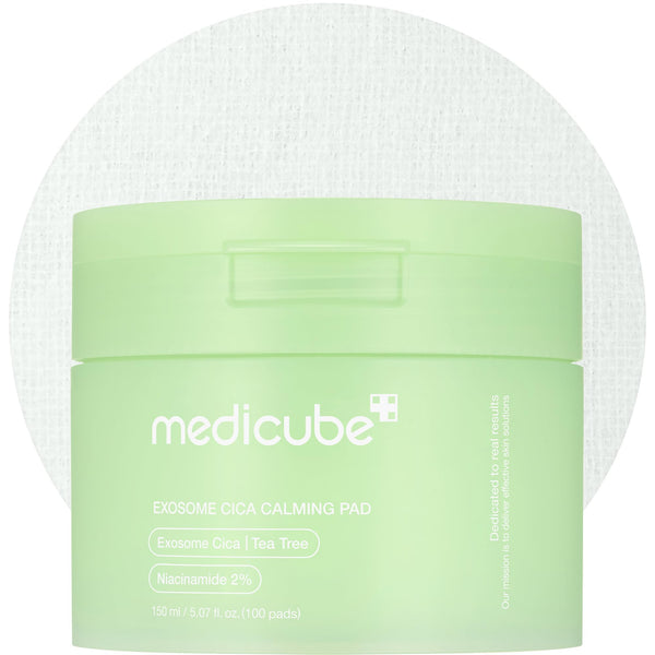 medicube Toner Pads Exosome CICA Tea Tree Calming Toner Pad for Sensitive Skin | Centella Asiatica for Redness, Breakouts | Low-irritating & Hydrating Care | Korean Skincare, 100 Pads (1 Pack)