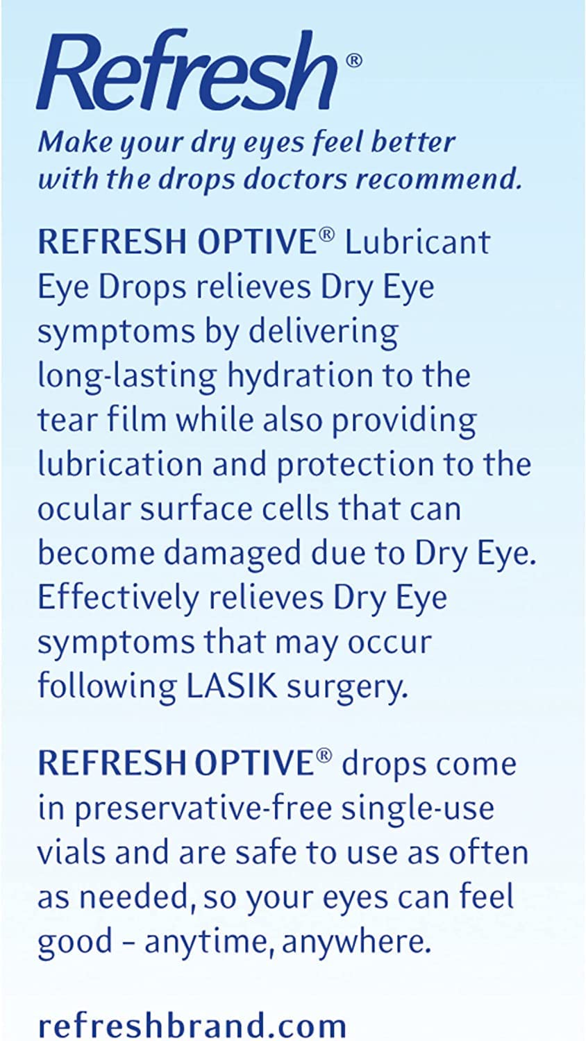 Refresh Optive Lubricant Eye Drops, 30 Single-Use containers Per Box (Pack of 5)