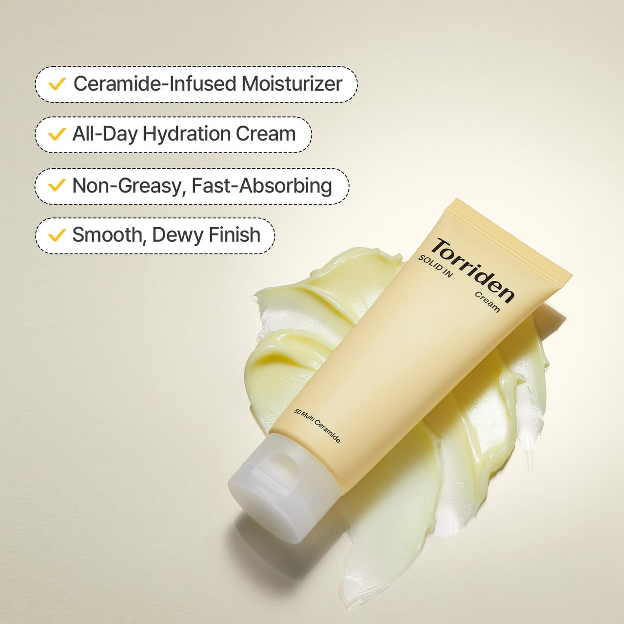 Torriden SOLID IN Ceramide Cream 70ml (2.36 fl. oz.) | Ceramide Moisturizer for Healthy Skin Barrier, Soothing, Nourishing | 5 types of Ceramide, Allantoin, Panthenol
