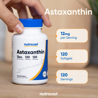 Thumbnail for Nutricost Astaxanthin 12mg, Non-GMO and Gluten Free, 120 Softgels (4 Month Supply)