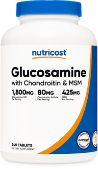 Thumbnail for Nutricost Glucosamine 1800mg with Chondroitin & MSM, 240 Tablets, 120 Servings - Non-GMO, Gluten Free