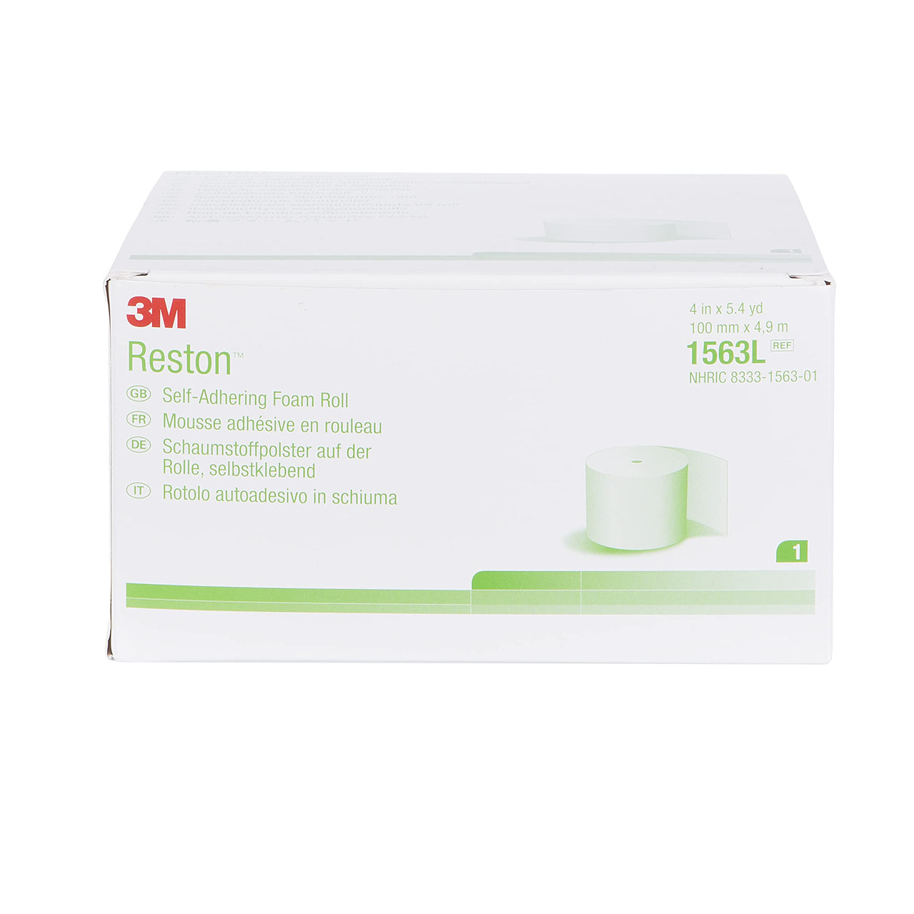 3M™ Reston™ Self-Adhering Foam Rolls, 1563L, 4 in x 196 in, Light Support, Roll