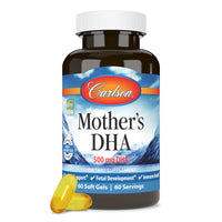 Thumbnail for Carlson - Mother's DHA, 500 mg DHA, Prenatal Support, Fetal Development & Immune Health, 60 Softgels