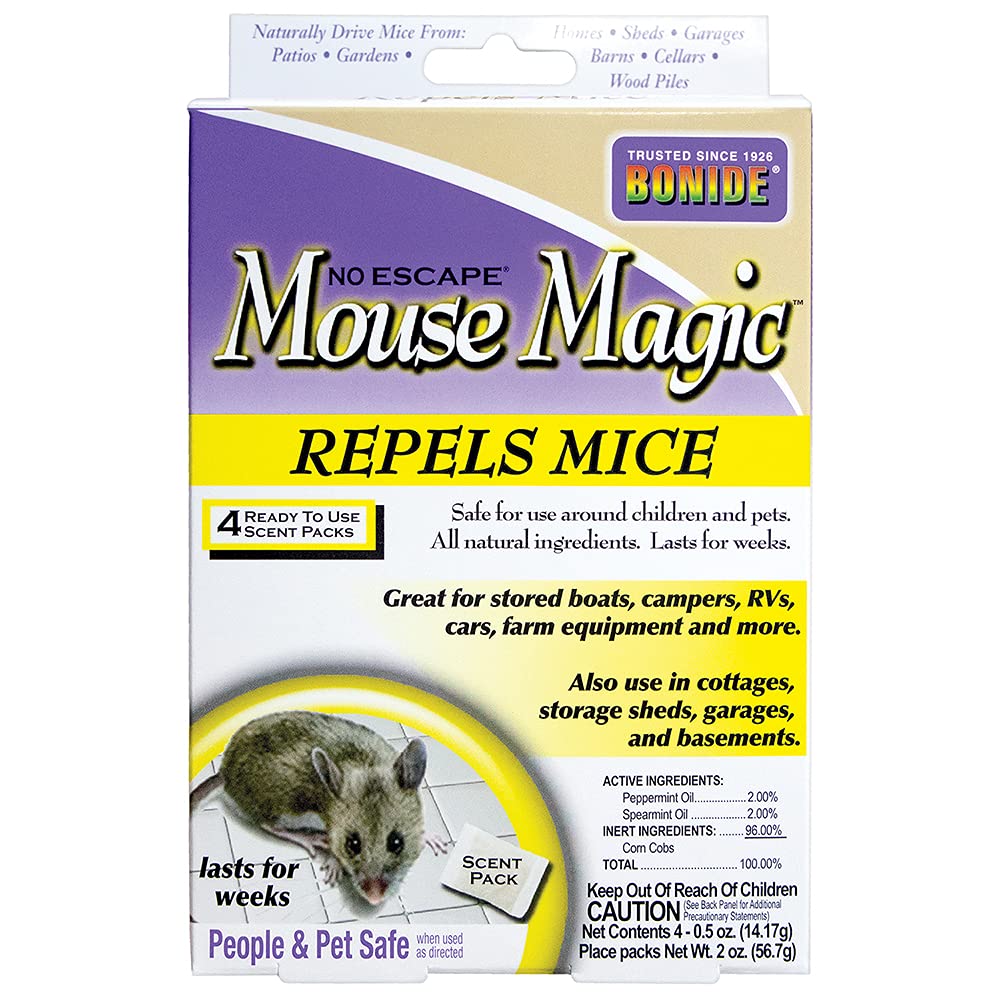 Bonide Mouse Magic Mouse Repellent Scent Packs, 4 Ready-to-Use Packs for Indoor & Outdoor Rodent Control, People & Pet Safe (Pack of 12)
