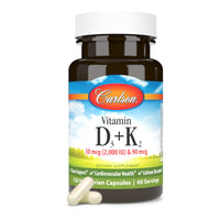 Thumbnail for Carlson - Vitamin D3 + K2, 50 mcg (2000 IU) Vitamin D3 & 90 mcg Vitamin K2 as MK7, Bone Support, Calcium Absorption, 120 Capsules