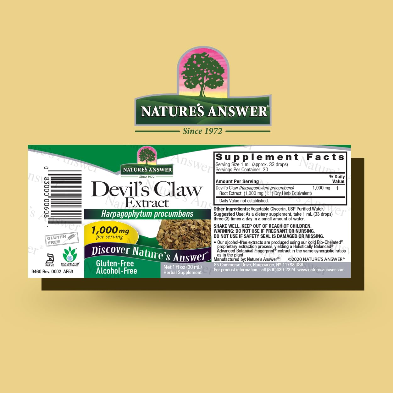 Nature's Answer Devil's Claw Root Alcohol Free Extract 1 Fluid Ounce | Supports Joint Function | Promotes Muscle and Bone Function