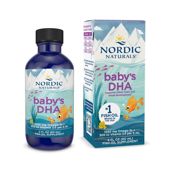 Nordic Naturals Babyâ€™s DHA, Unflavored - 2 oz - 1050 mg Omega-3 + 300 IU Vitamin D3 - Supports Brain, Vision & Nervous System Development in Babies - Non-GMO - Servings May Vary