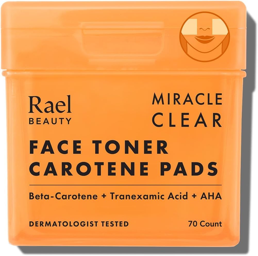 Rael Toner Pads, Cotton Pad for Face – Dual Textured, Exfoliating and Soothing with Carotene, Niacinamide, Hyaluronic Acid, Hydrating, Korean Skin Care (70 Count)