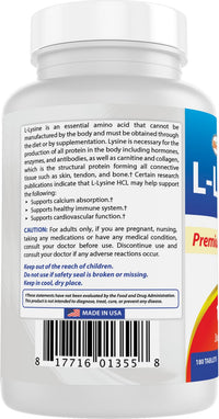 Thumbnail for Best Naturals L-Lysine 1000mg 180 Tablets - Double Strength Lysine for stronger immune health & cold sores