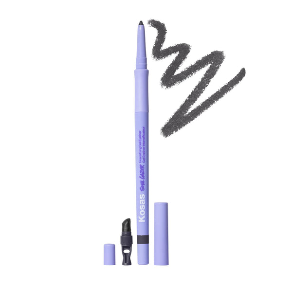 Kosas Soulgazer Gel Eyeliner (Orbit) - Waterproof, Smudge-Proof Pen with Hyaluronic Acid - Retractable Eyeliner Pencil with Sharpener & Smudger, Long-Lasting - Smokey Gray Matte