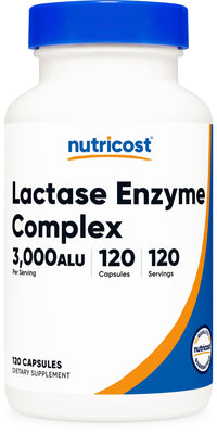 Thumbnail for Nutricost Lactase Enzyme Complex 3,000 FCC ALU, 120 Vegetarian Capsules - Non-GMO, Gluten Free, 120 Servings