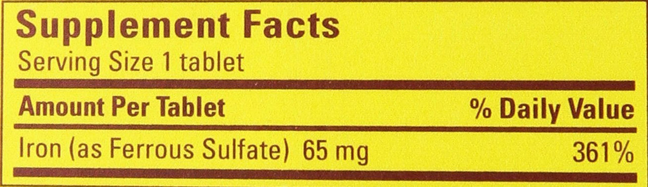 Nature Made Iron 65mg, Equivalent to 325 mg Ferrous Sulfate - 300 Tablets