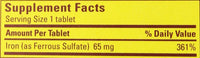 Thumbnail for Nature Made Iron 65mg, Equivalent to 325 mg Ferrous Sulfate - 300 Tablets