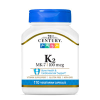 Thumbnail for 21st Century Healthcare Vitamin K2 (MK-7) 100 mg Vegetarian Capsules, 110 Count