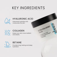 Thumbnail for coxir Ultra Hyaluronic Cream– Intense Hydration Moisturizer for Dry, Dehydrated Skin | Hyaluronic Acid & Aloe Vera | Lightweight Korean Face Cream for Winter Dryness & Glowing Skin 50ml (1.69 fl oz)