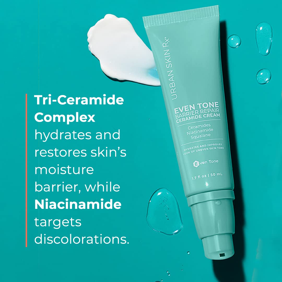 Urban Skin Rx® Even Tone Barrier Repair Ceramide Lightweight Multitasking Hydrator Cream with Niacinamide & Squalane, Replenishes Moisture, Improves the Look of Damaged, Uneven Skin Tone, 1.7 Fl Oz