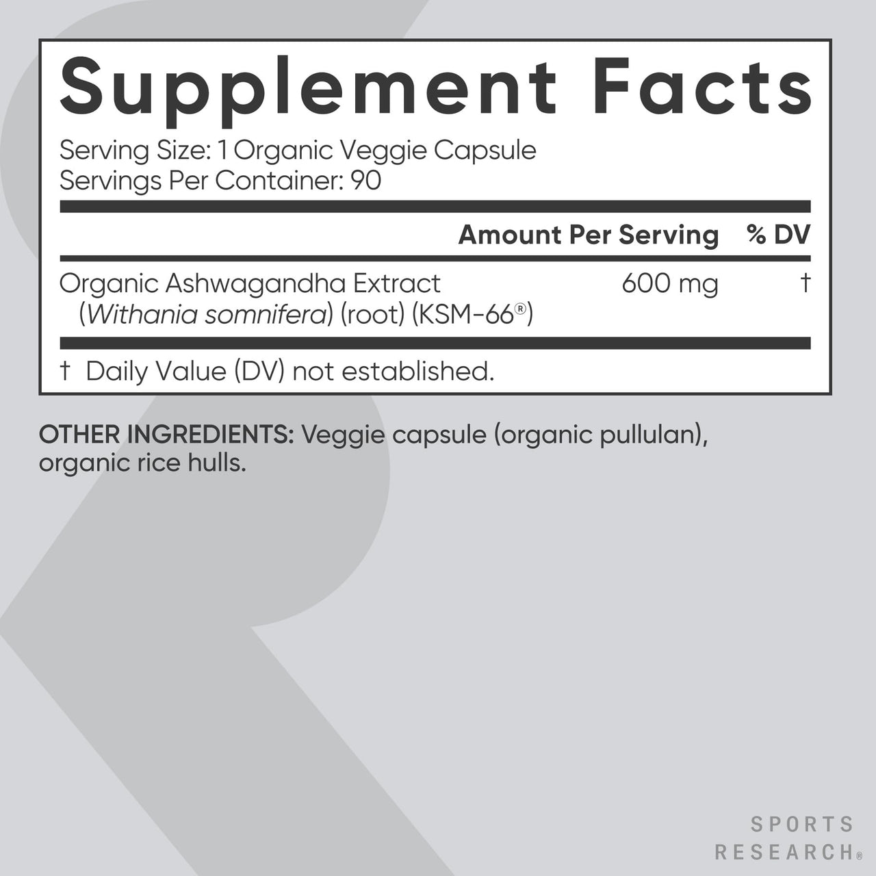 Sports Research® Organic Ashwagandha – Adaptogen for Relaxation, Calm & Sleep Support – Made with Organic KSM-66® – 600 mg – Non-GMO Verified, Gluten-Free, Certified Vegan – 90 Veggie Capsules