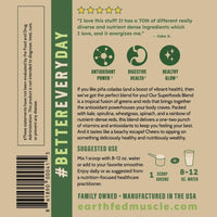 Thumbnail for Earth Fed Muscle Superfoods Blend Reds & Greens Powder, PiÃ±a Colada Flavor, Juice & Smoothie Mix with Organic Kale, Spirulina, Wheat Grass - Detox & Cleanse, No Added Sugar - Non-GMO - 30 Servings