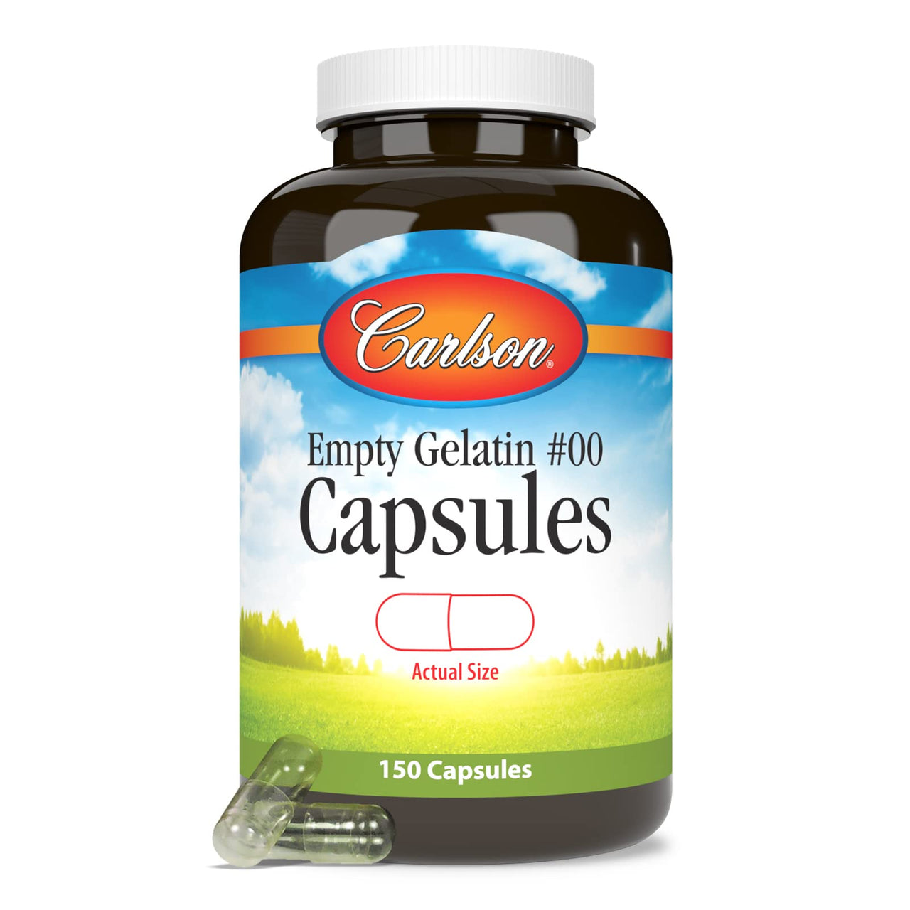 Carlson - Empty Gelatin #00 Capsules, Easy to Separate & Fill, 150 capsules