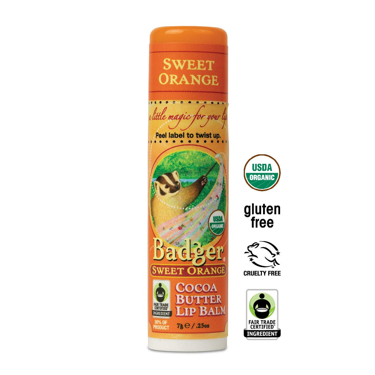 Badger Sweet Orange Cocoa Butter Lip Balm - .25oz Stick