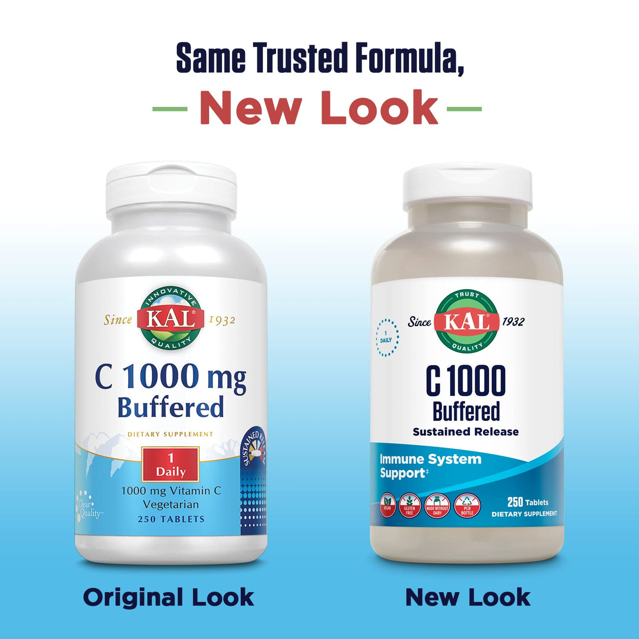 KAL C-1000 Buffered Sustained Release Tablets, 1000 mg, 250 Count