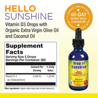 Thumbnail for Nature's Life Drop of Sunshine Vitamin D-3 Drops in Organic Extra Virgin Olive Oil & Coconut Oil 5000IU | Supports Strong Bones & Immune System | 2 oz