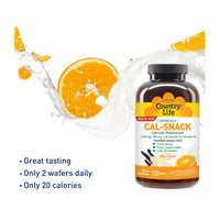Thumbnail for Country Life Cal-Snack - Chewable Calcium Magnesium Supplement wafers with Vitamin D3, Easy to Digest, Vanilla Orange Flavor, Dietary Supplement