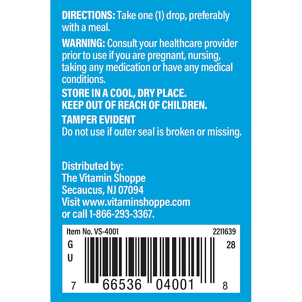 The Vitamin Shoppe Children's Vitamin D3 400 IU Liquid Drops - Bone & Immune Support | Cholecalciferol | 1 oz | Easy Absorption