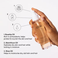 Thumbnail for OUAI Rose Hair and Body Oil, Melrose Place - Scented Body Oil for Skin and Hair - Hydrates Dry Ends, Restores Moisture, Fights Frizz and Adds a Radiant Glow (3 oz)