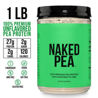 Thumbnail for NAKED Pea - Pea Protein Isolate - Plant Based, Vegetarian & Vegan Protein. NSF Certified, Easy to Digest, Non-GMO, No Lactose, No Soy and Gluten Free - 15 Servings