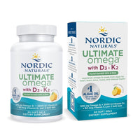 Thumbnail for Nordic Naturals Ultimate Omega Plant Based Vitamin with Vitamin D3+K2-60 Vegetarian Soft Gels - 1210 mg Omega-3s Plus 2000 IU D3 and 90 mcg K2 - Promotes Brain Health - Non GMO - 30 Servings