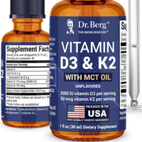 Thumbnail for Dr. Berg Maximum Strength Vitamin D3 K2 Liquid Drops with MCT Oil – 5,000 IU Liquid Vitamin D3 with K2 – Supports Strong Bones, Heart, Energy, Immunity, and Overall Vitality* - Unflavored 1 Fl Oz