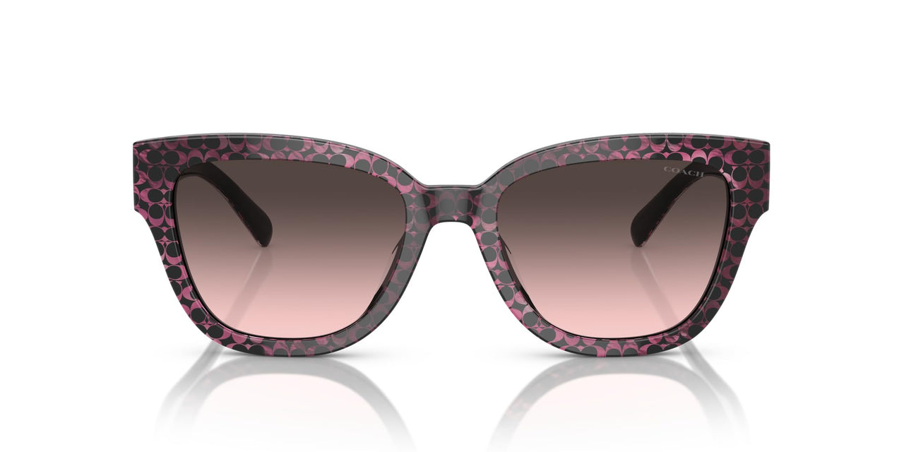 Coach HC8379U Universal Fit Sunglasses, Ruby Pearl Signature C/Grey Rose Gradient, 54 mm