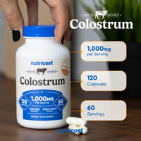 Thumbnail for Nutricost Colostrum 1000mg, 120 Capsules - Gluten Free & GMO Free, 60 Servings