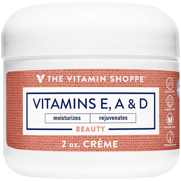 The Vitamin Shoppe Vitamin E A D Cream - Anti-Aging Moisturizer & Skin Repair | Antioxidant Face & Body Lotion | 2 oz Jar | Paraben-Free