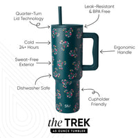 Thumbnail for Simple Modern Disney 40 oz Tumbler with Handle and Straw Lid | Insulated Reusable Stainless Steel Water Bottle Travel Mug | Gifts for Women Her | Trek Collection | 40oz | Mickey Mouse Floral Riptide