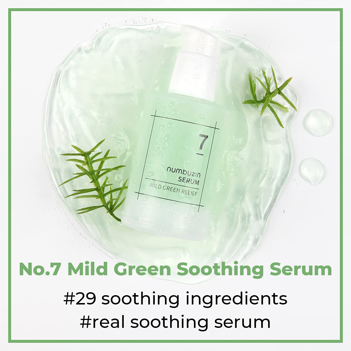 numbuzin No.7 Serum | Mild Green Soothing Serum | Soothing Green Gel for Acne-Prone Skin, Sensitive Redness | Centella Asiatica, Green Tea, Noni | Korean Skincare for Soothing | 1.69 fl. oz.