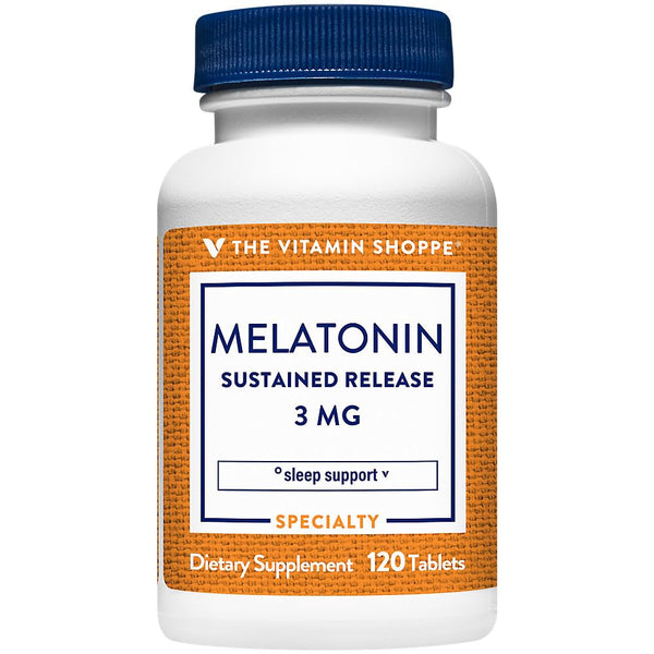 The Vitamin Shoppe Melatonin - Sleep Support, Restful Sleep & Healthy Sleep Cycle, Natural Sleep Aid (120 Tablets)