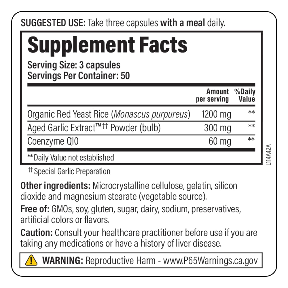 Kyolic Aged Garlic Extract Formula 114, Red Yeast Rice CoQ10, 150 Capsules